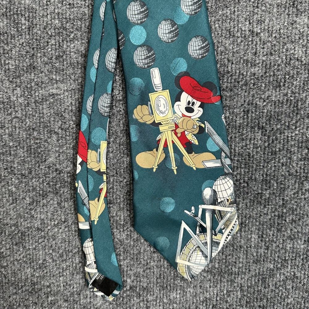 VTG Disney Mickey Unlimited Mickey Mouse Movie Director Green Men's Neck Tie 62"